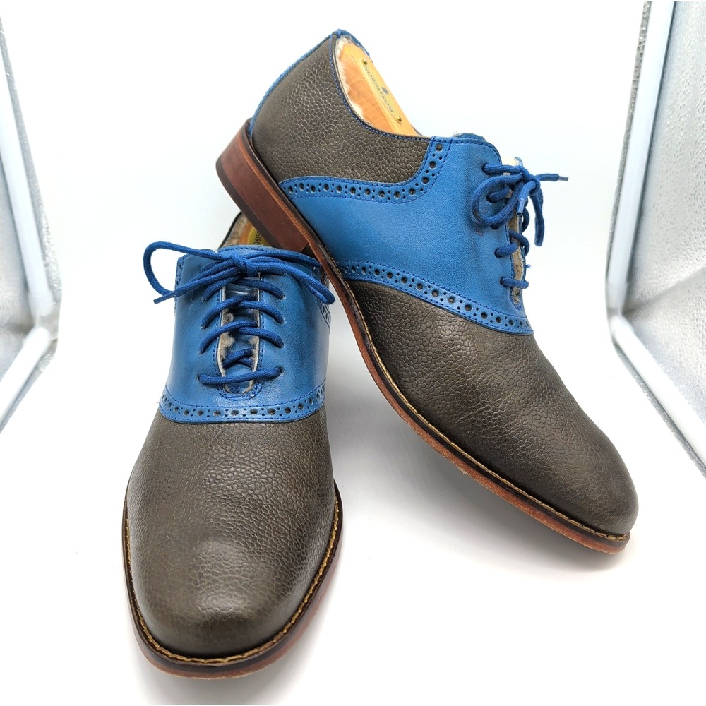 Cole Haan Saddle Oxford Men 10 Brown Blue Excellent Shearling Nike Air C10398
